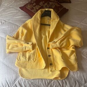 Free People Yellow Cardigan Sweater